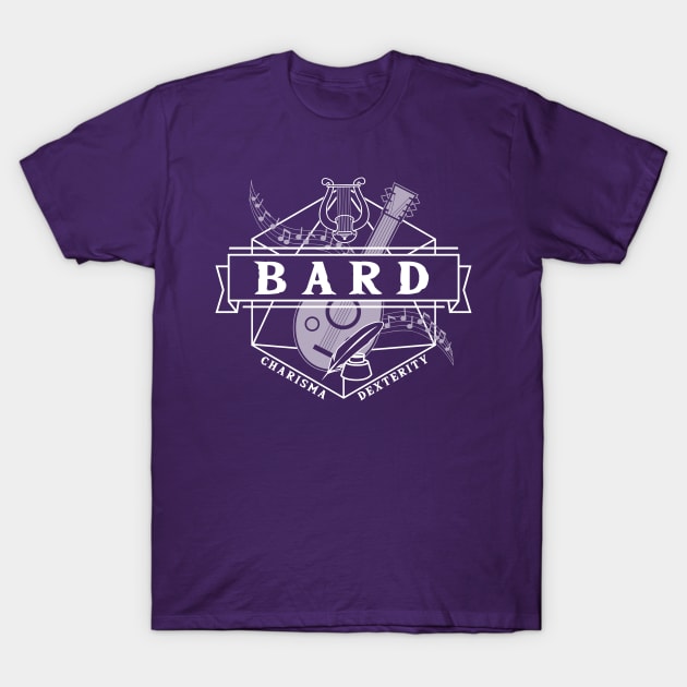 Bard (White) T-Shirt by Moon Phoenix Crafts & Designs